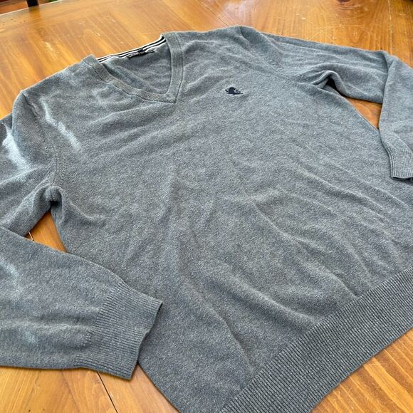 Express Grey V Neck Sweater Mens Medium Cotton - Picture 2 of 7